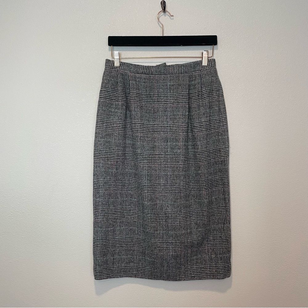 Vintage Bretton Place Wool Plaid Midi Pencil Skirt Size 12/Small